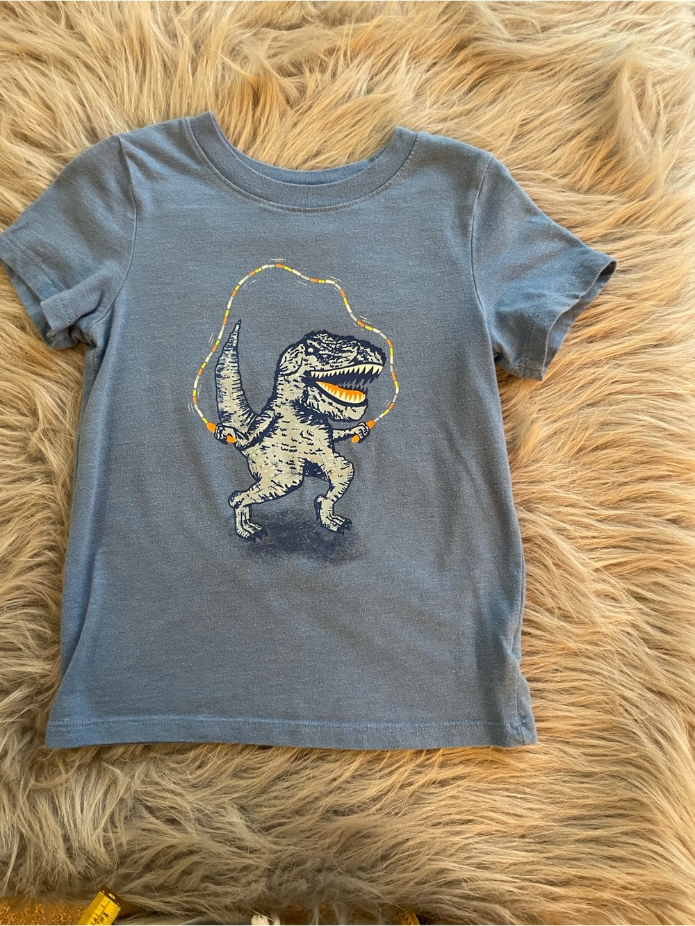 🥳Blue Kids T‑Shirt with Jumping Dinosaur Graphic